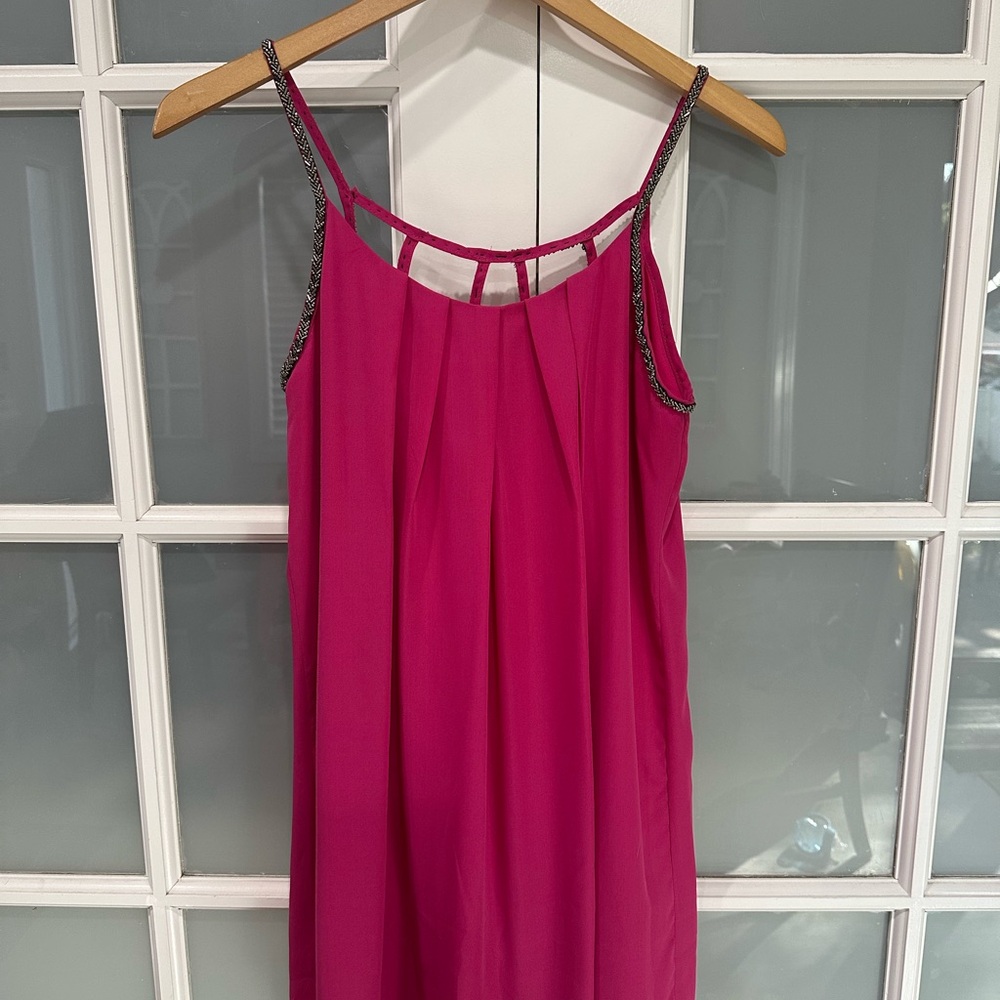 Annabella Fuchsia Dress with Beaded Trim